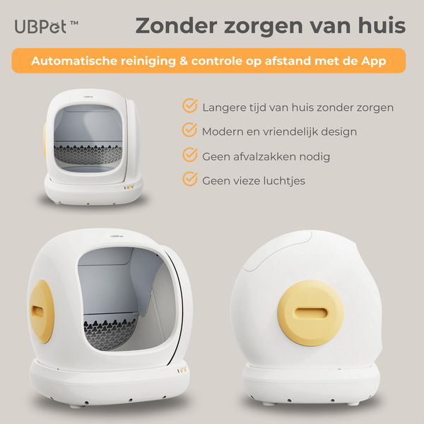 UBPet C20 automatische kattenbak – met app-bediening en dubbele geurverwijdering