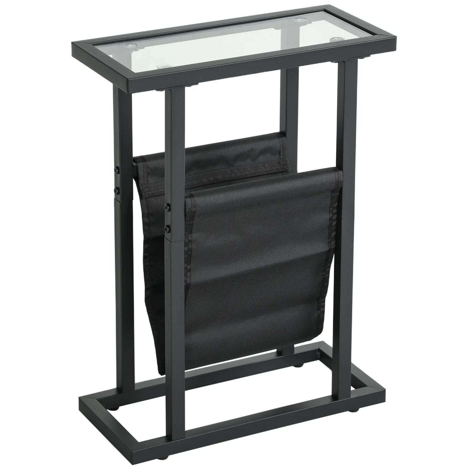 C-vormige bijzettafel met metalen frame en opbergplank - industriële stijl - voor C-vormige bijzettafel met metalen frame en opbergplank - industriële stijl - voor