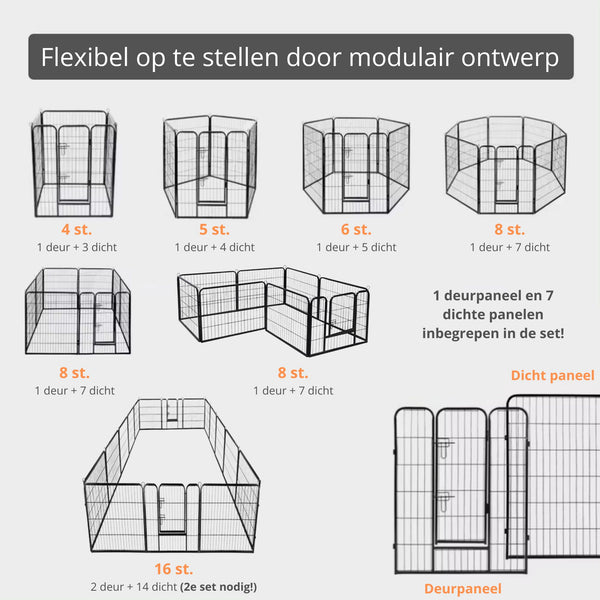 Ruime stalen puppyren van 100 cm hoog XXL – ideaal als ruime hondenren of kennel | Zenzee