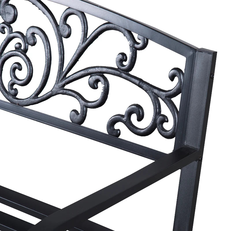 Metalen tuinbank 2-zits 127x60x87 cm – stevig en decoratief buitenmeubel