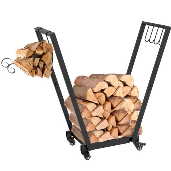 Modern zwart haardhoutrek 79x30x81 cm – Stijlvolle opslag voor brandhout