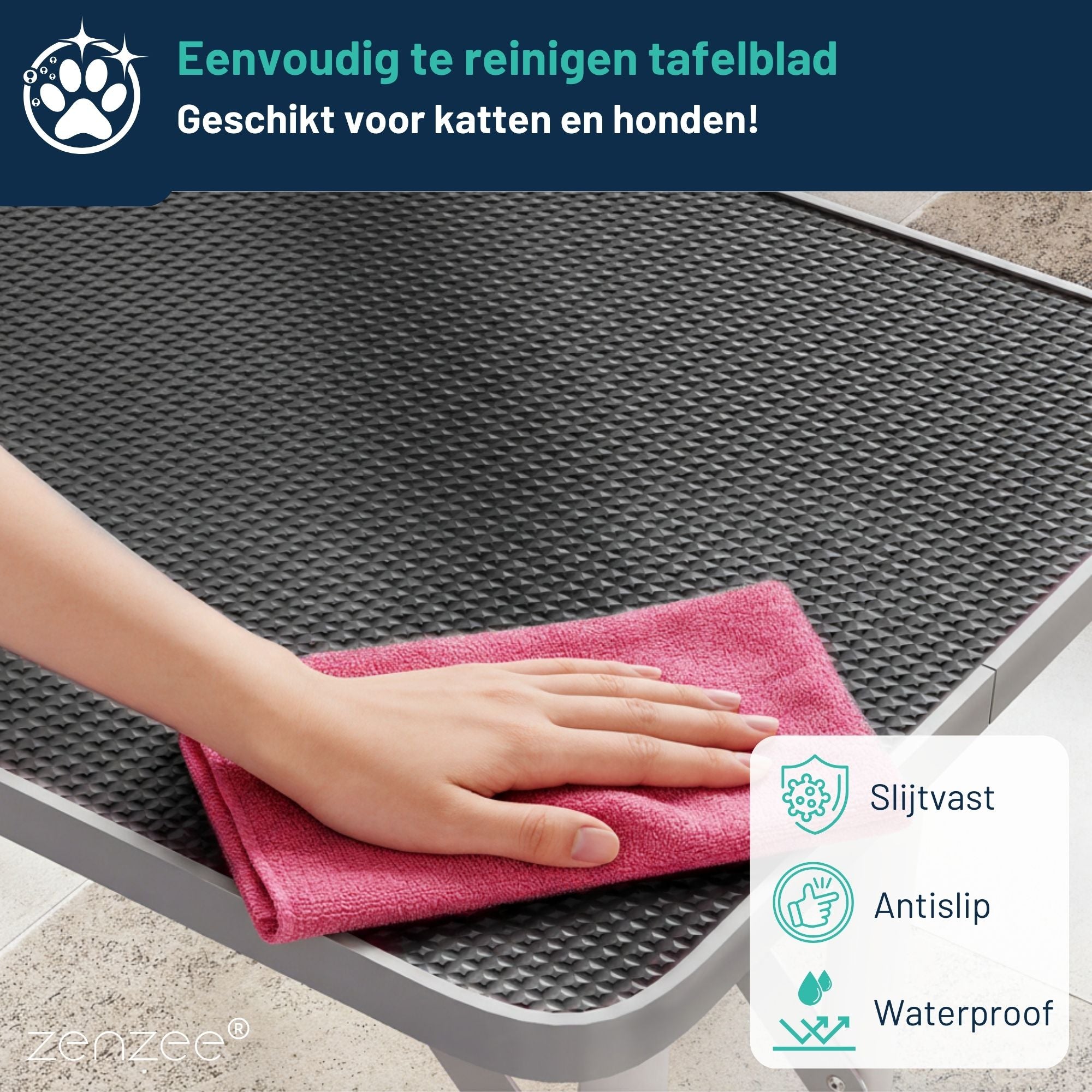 Honden trimtafel zwart 81x49x80cm – Inklapbare tafel met verstelbare trimarm en gemakkelijk schoon te maken antislip oppervlak