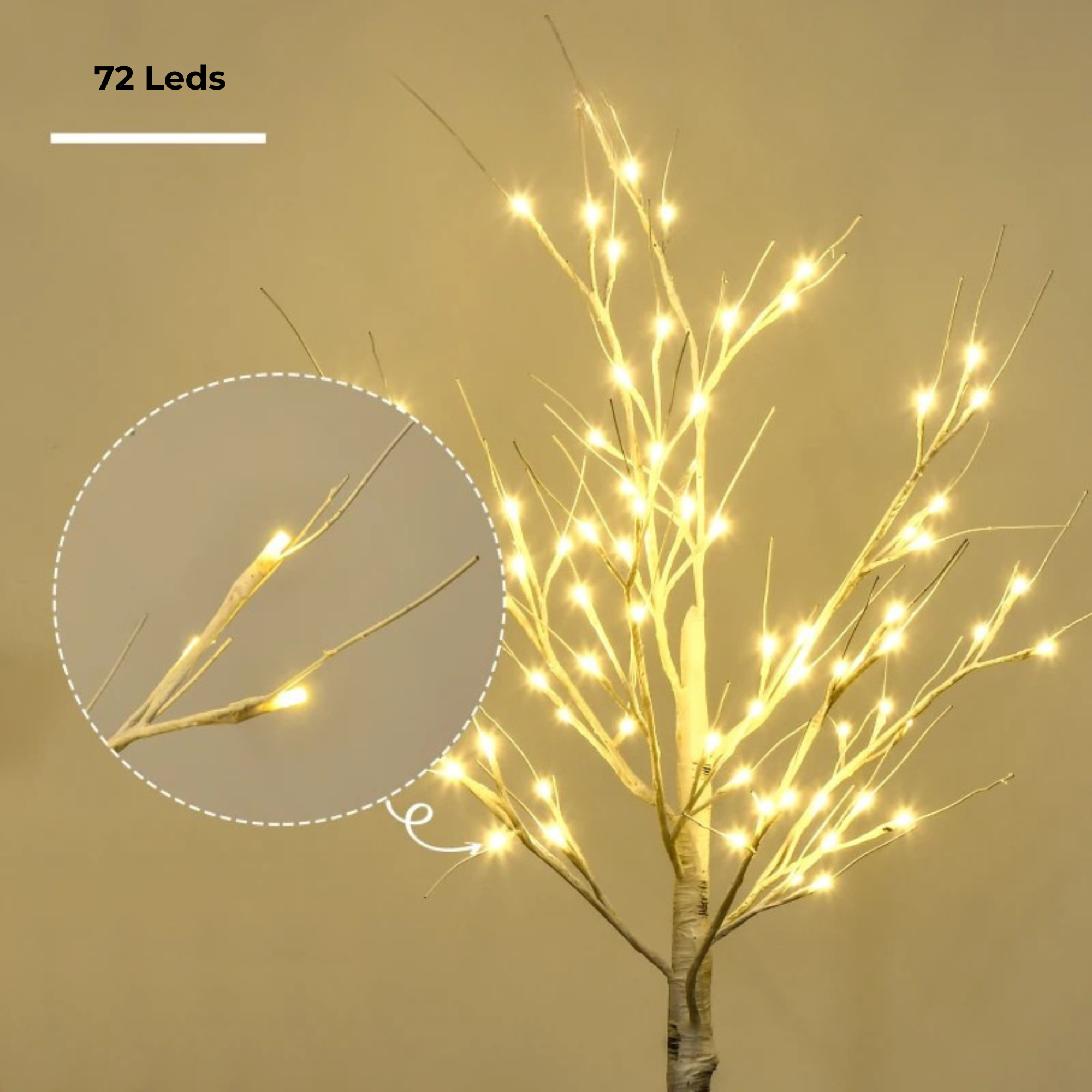 Sfeervolle led kerstlichtboom 120 cm met 72 warmwitte leds voor kerst – warme en feestelijke verlichting voor elk interieur