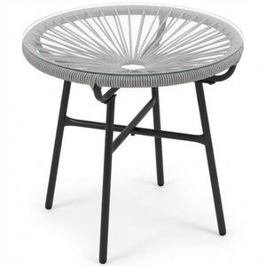 Ronde boho tuintafel grijs – 50×50×50 cm bijzettafel voor buiten
