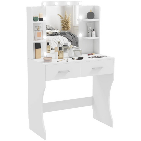Make-up tafel met LED-spiegel 80x40x132 cm – stijlvol en praktisch