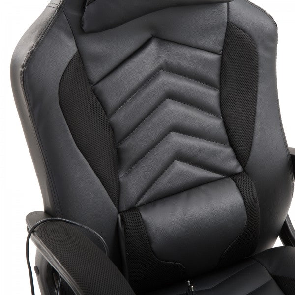 Zwarte Ergonomische Gamestoel met Massage- en Warmtefunctie