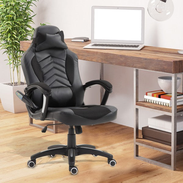 Zwarte Ergonomische Gamestoel met Massage- en Warmtefunctie