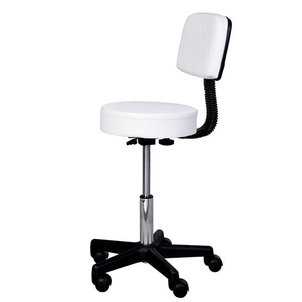 Ergonomische Witte Tabouret met Rugleuning – In Hoogte Verstelbaar voor Salon of Praktijk