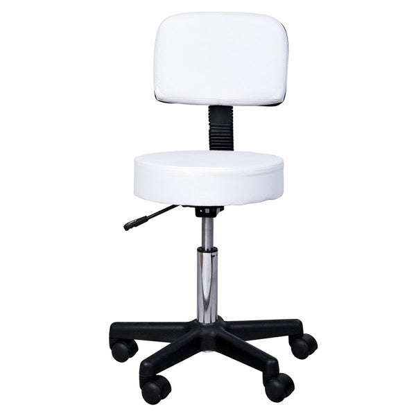 Ergonomische Witte Tabouret met Rugleuning – In Hoogte Verstelbaar voor Salon of Praktijk