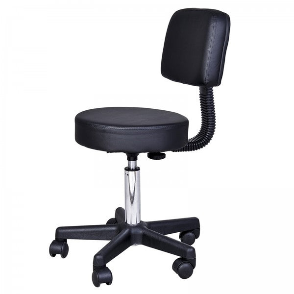 Zwarte Tabouret met Rugleuning – Ergonomisch Verstelbaar