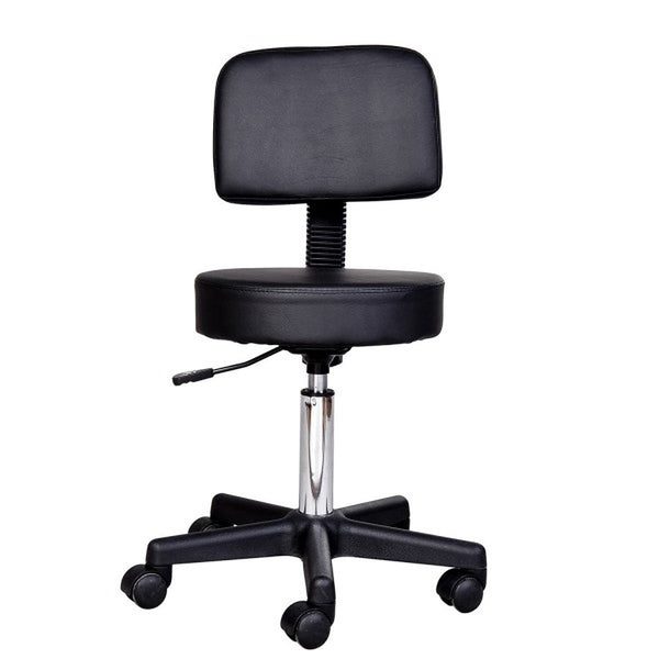 Zwarte Tabouret met Rugleuning – Ergonomisch Verstelbaar