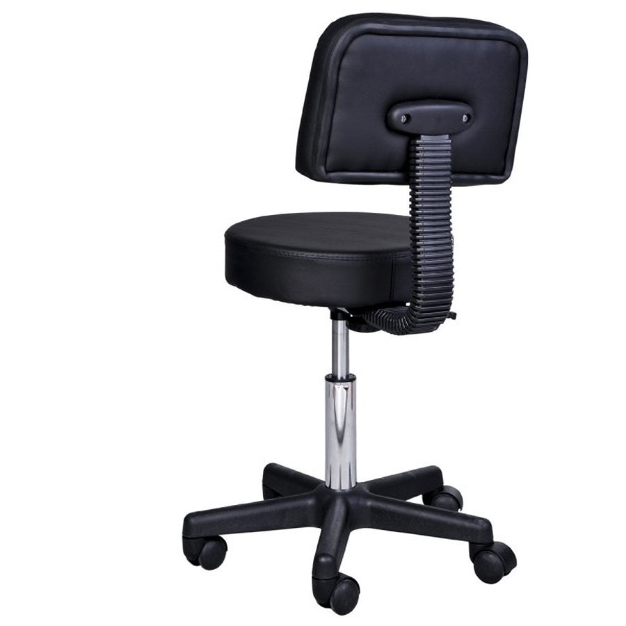 Zwarte Tabouret met Rugleuning – Ergonomisch Verstelbaar