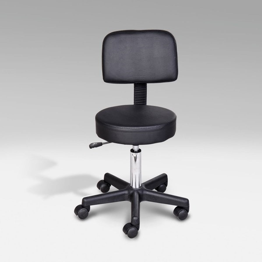 Zwarte Tabouret met Rugleuning – Ergonomisch Verstelbaar