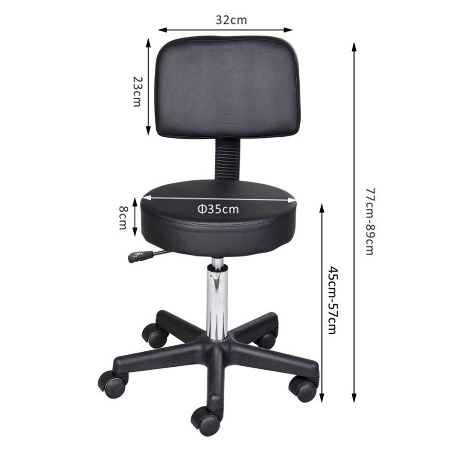 Zwarte Tabouret met Rugleuning – Ergonomisch Verstelbaar