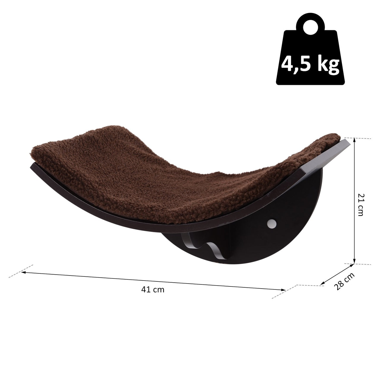 Bruin Kattenbed van MDF met Wasbare Bekleding – Voor Wandmontage en Verhoogd Slapen
