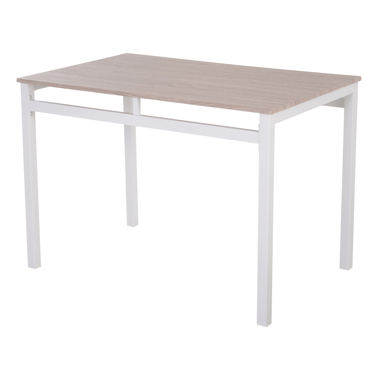 Eettafelset van Hout met 4 Witte Stoelen – Compact en Geschikt voor Eetkamer of Keuken