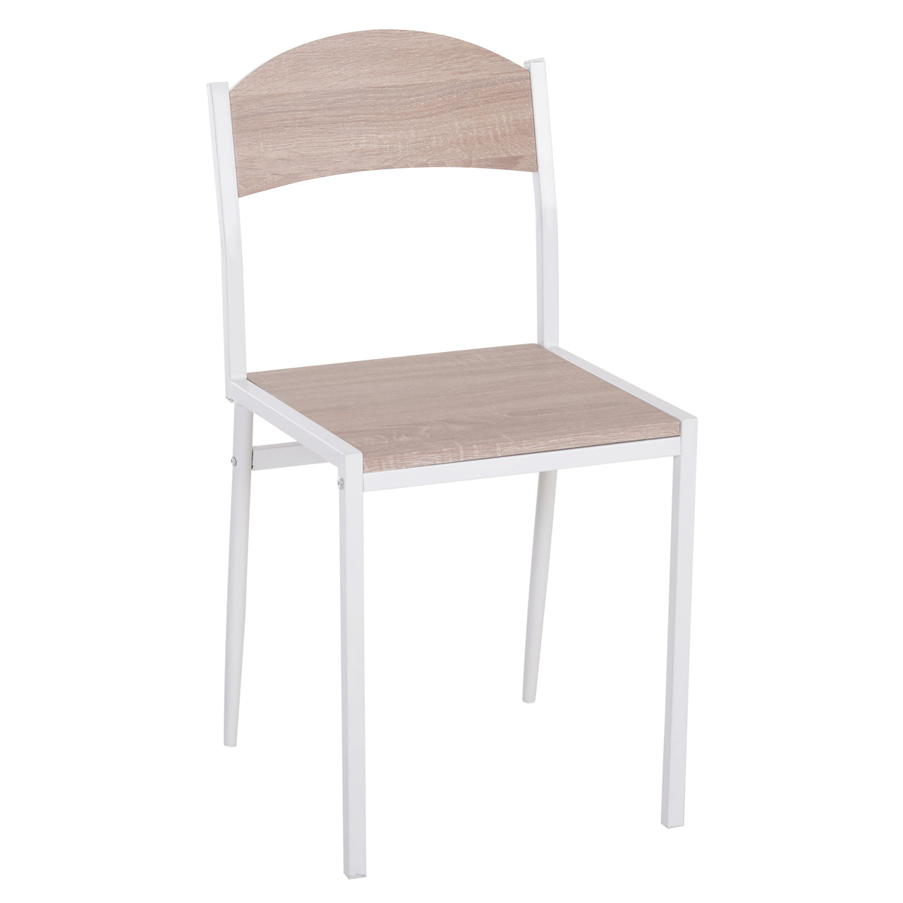 Eettafelset van Hout met 4 Witte Stoelen – Compact en Geschikt voor Eetkamer of Keuken