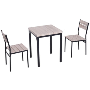 Compacte Eettafelset met 2 Zwarte Stoelen – Houten Tafel met metalen frame, ideaal voor keuken of studio met beperkte ruimte