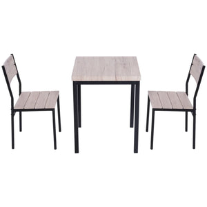 Compacte Eettafelset met 2 Zwarte Stoelen – Houten Tafel voor Keuken of Studio, ideaal voor kleinere ruimtes en gezellige diners