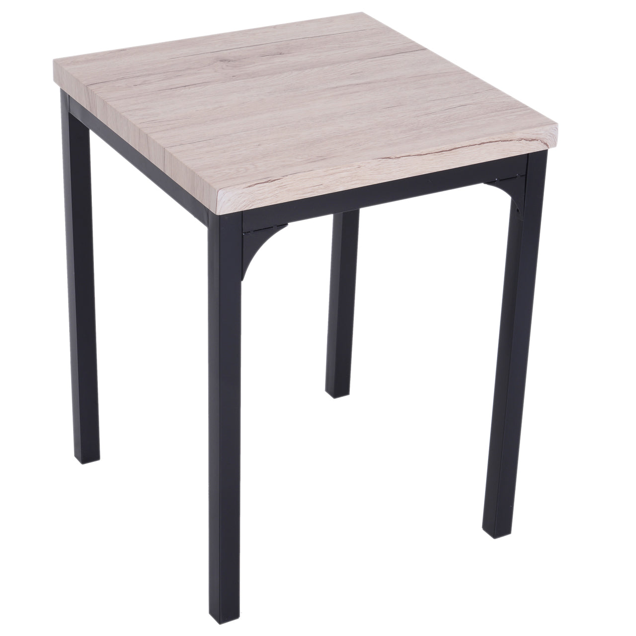 Compacte Eettafelset met 2 Zwarte Stoelen – Houten Tafel voor Keuken of Studio