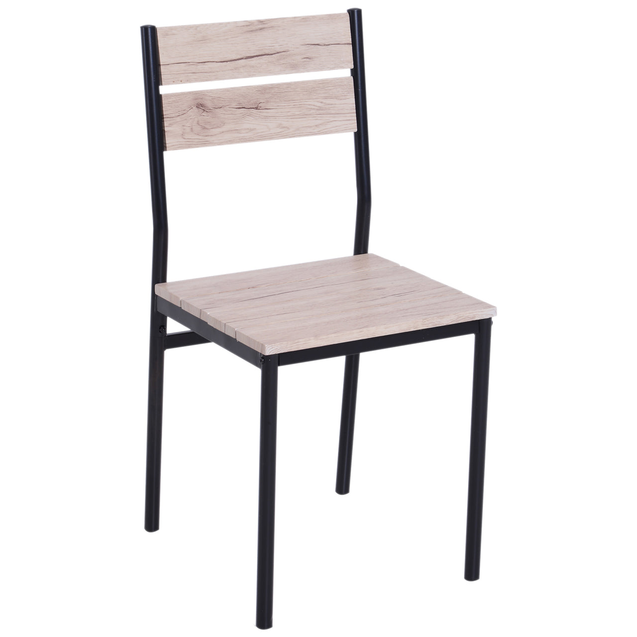 Compacte Eettafelset met 2 Zwarte Stoelen – Houten Tafel voor Keuken of Studio