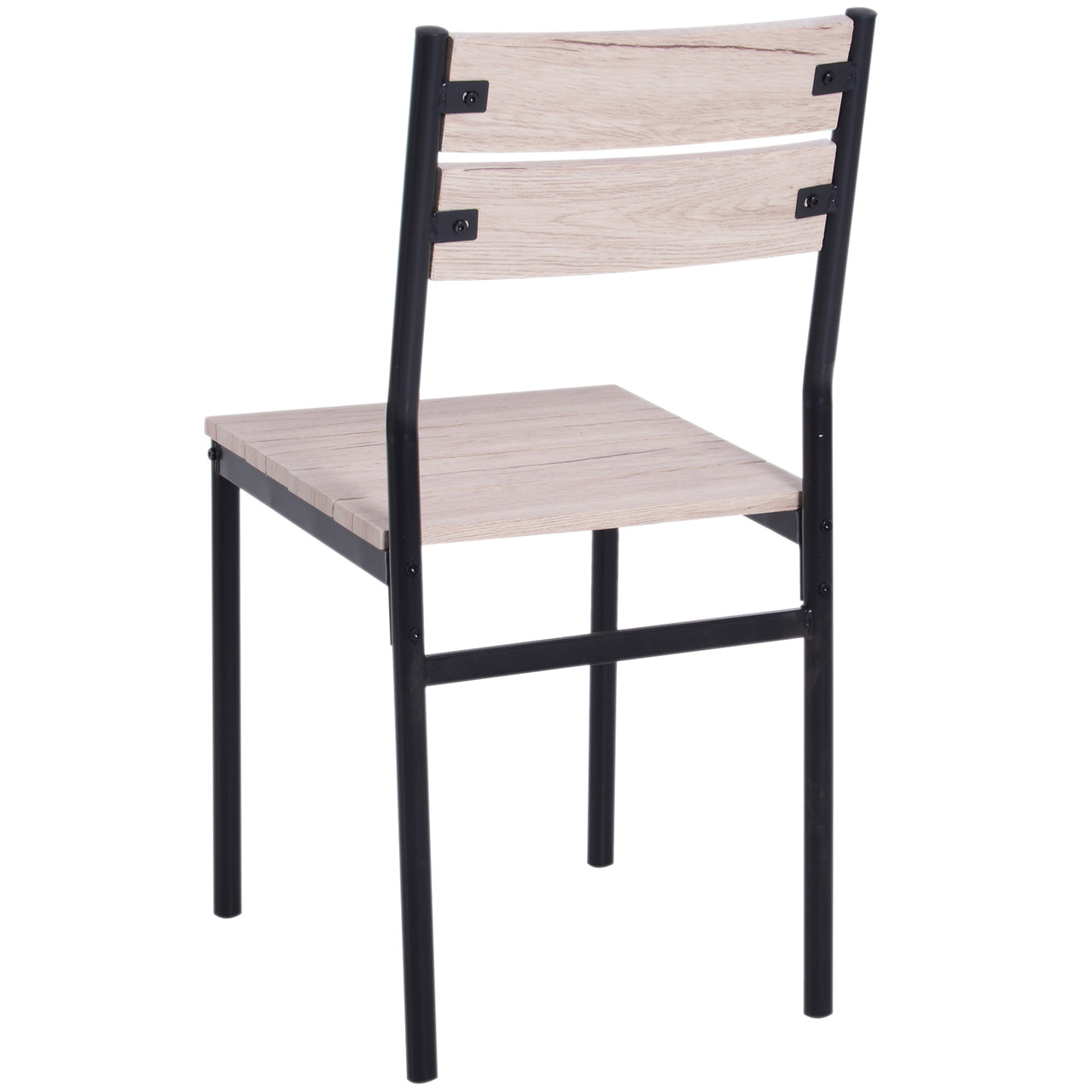 Compacte Eettafelset met 2 Zwarte Stoelen – Houten Tafel voor Keuken of Studio