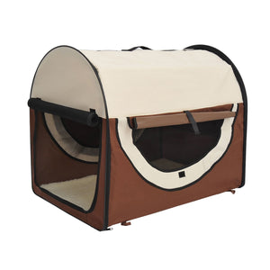 Opvouwbare honden draagtas maat S – 46x34x41 cm koffie crème met ventilatieraampjes en zachte binnenvoering voor comfort