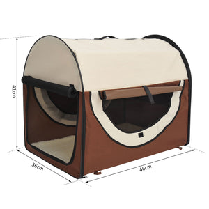 Opvouwbare honden draagtas maat S – 46x34x41 cm koffie crème met ademend gaas en comfortabele binnenkant