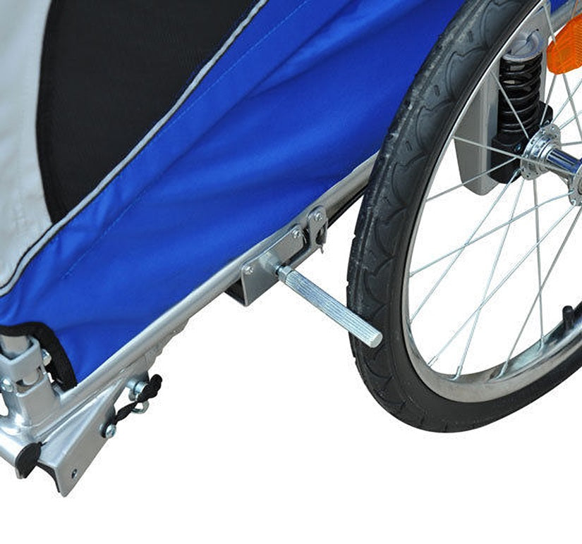 Hondenfietskar buggy wit/blauw – 130x90x110 cm geveerd en geremd