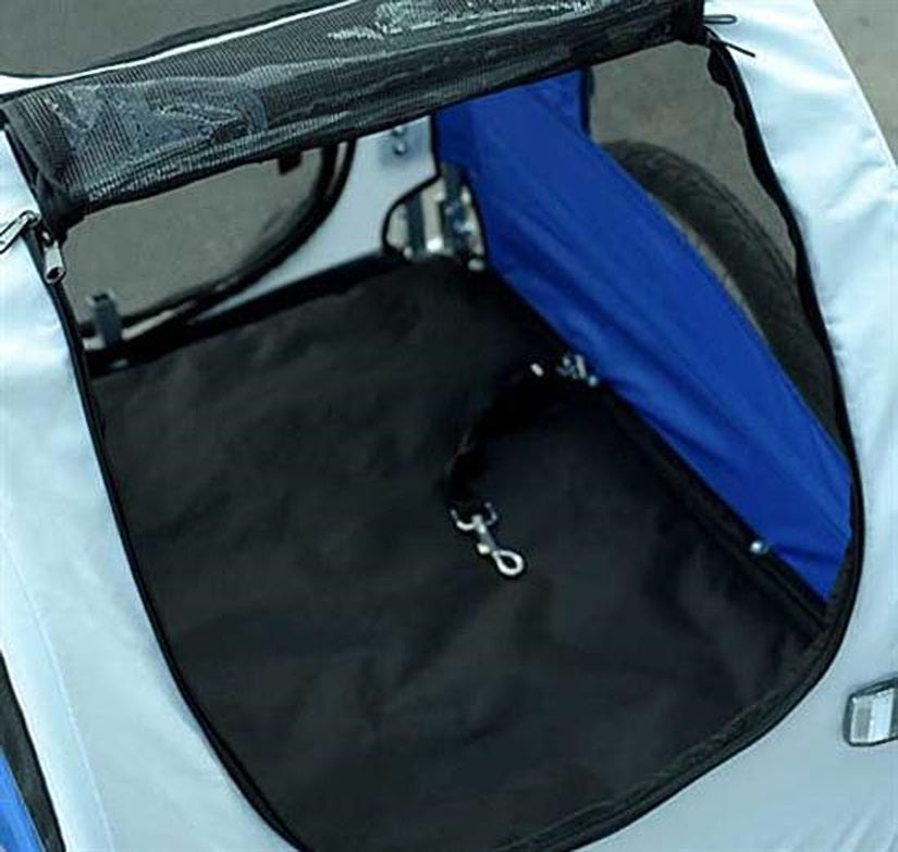 Hondenfietskar buggy wit/blauw – 130x90x110 cm geveerd en geremd
