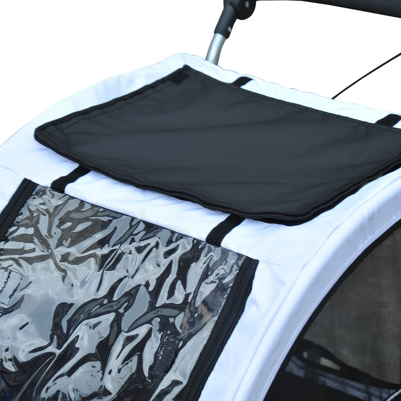 Hondenfietskar buggy wit/blauw – 130x90x110 cm geveerd en geremd