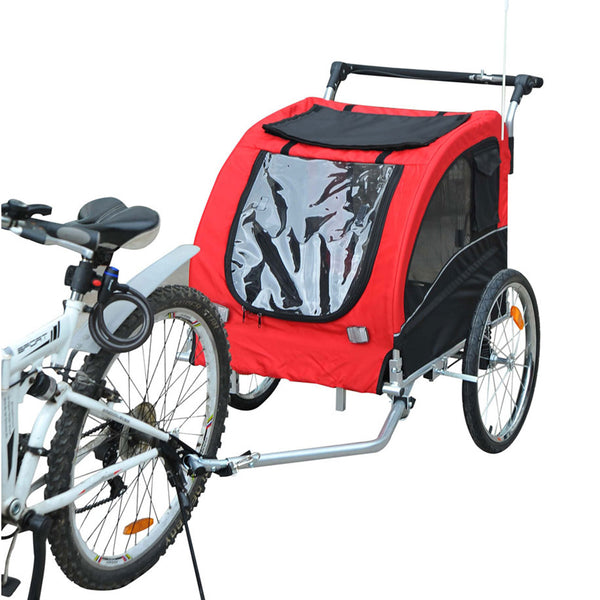 Rood-Zwarte Hondenfietskar met Vering en Rem – Veilig en Comfortabel Vervoer