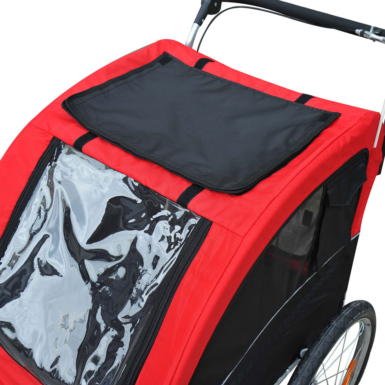 Rood-Zwarte Hondenfietskar met Vering en Rem – Veilig en Comfortabel Vervoer