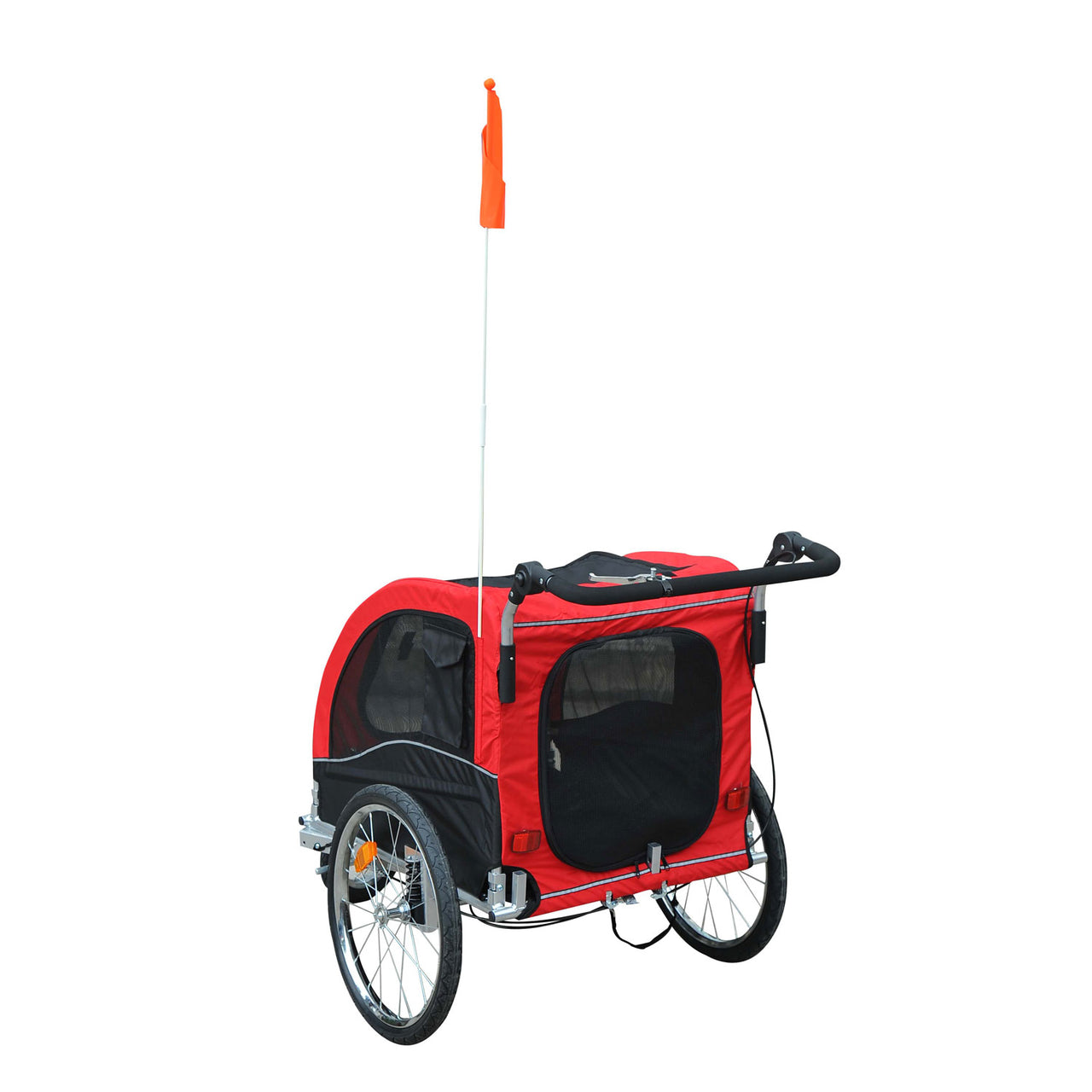 Rood-Zwarte Hondenfietskar met Vering en Rem – Veilig en Comfortabel Vervoer
