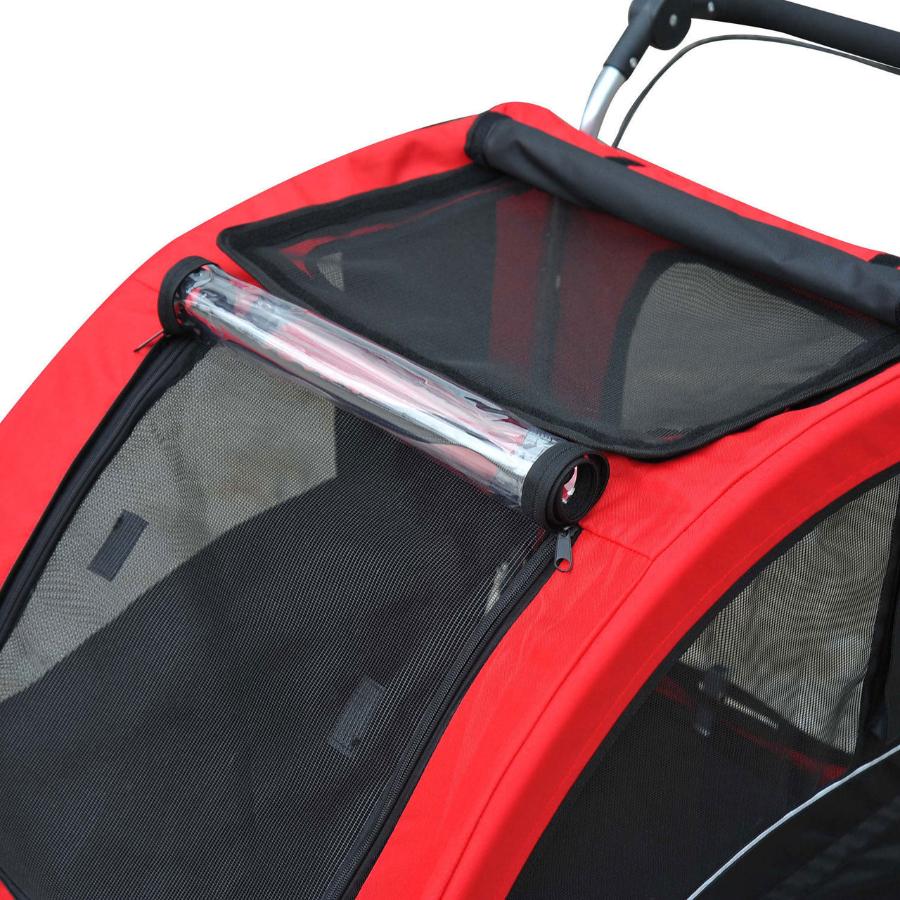 Rood-Zwarte Hondenfietskar met Vering en Rem – Veilig en Comfortabel Vervoer