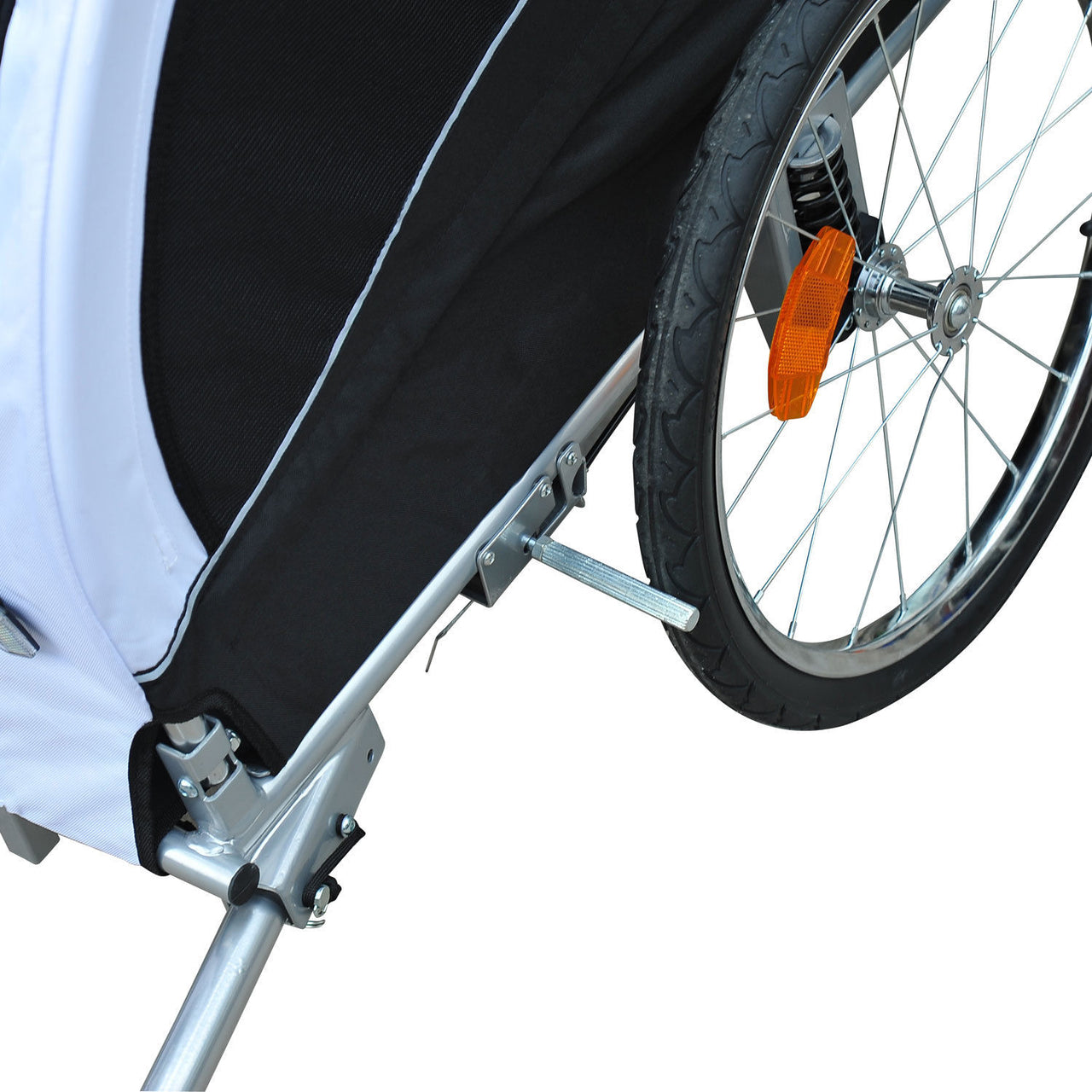 Wit-Zwarte Hondenfietskar met Vering en Rem – Veilig en Comfortabel Vervoer