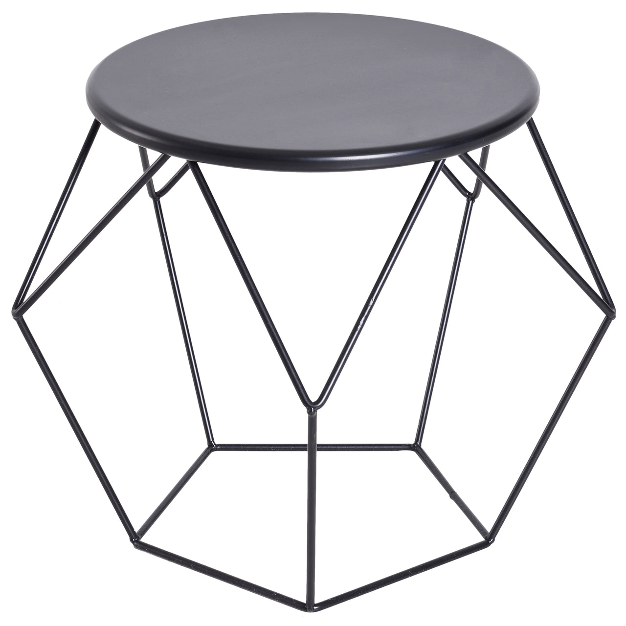 Zwarte Ronde Bijzettafel met Opbergruimte – Geometrisch Design voor Moderne Woonkamers