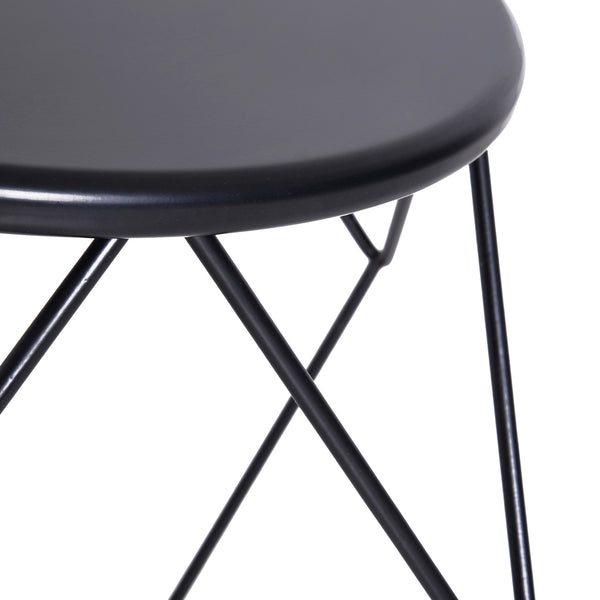 Zwarte Ronde Bijzettafel met Opbergruimte – Geometrisch Design voor Moderne Woonkamers