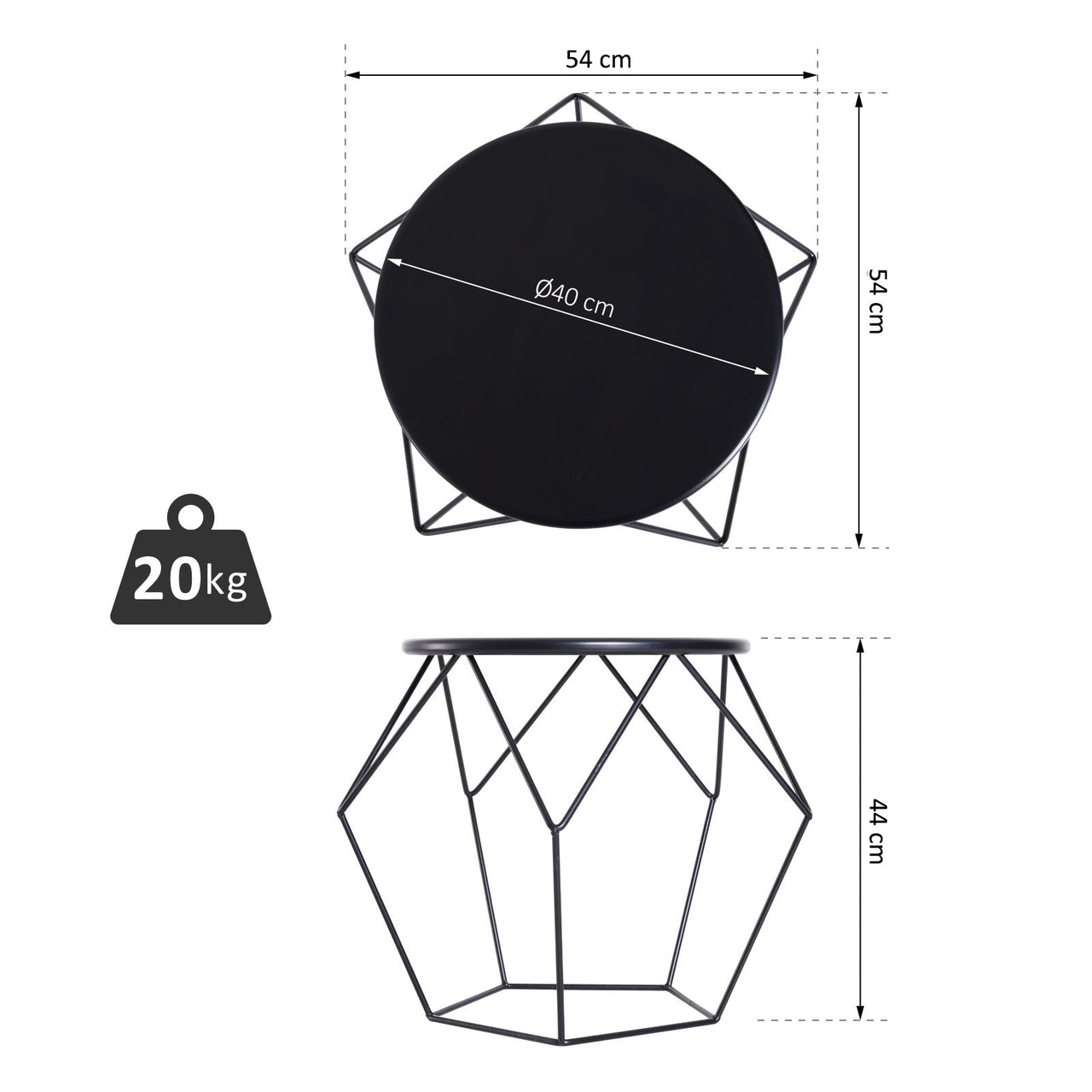 Zwarte Ronde Bijzettafel met Opbergruimte – Geometrisch Design voor Moderne Woonkamers