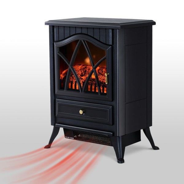 Elektrische sfeerhaard klassiek – Zwart vrijstaand model 1800W