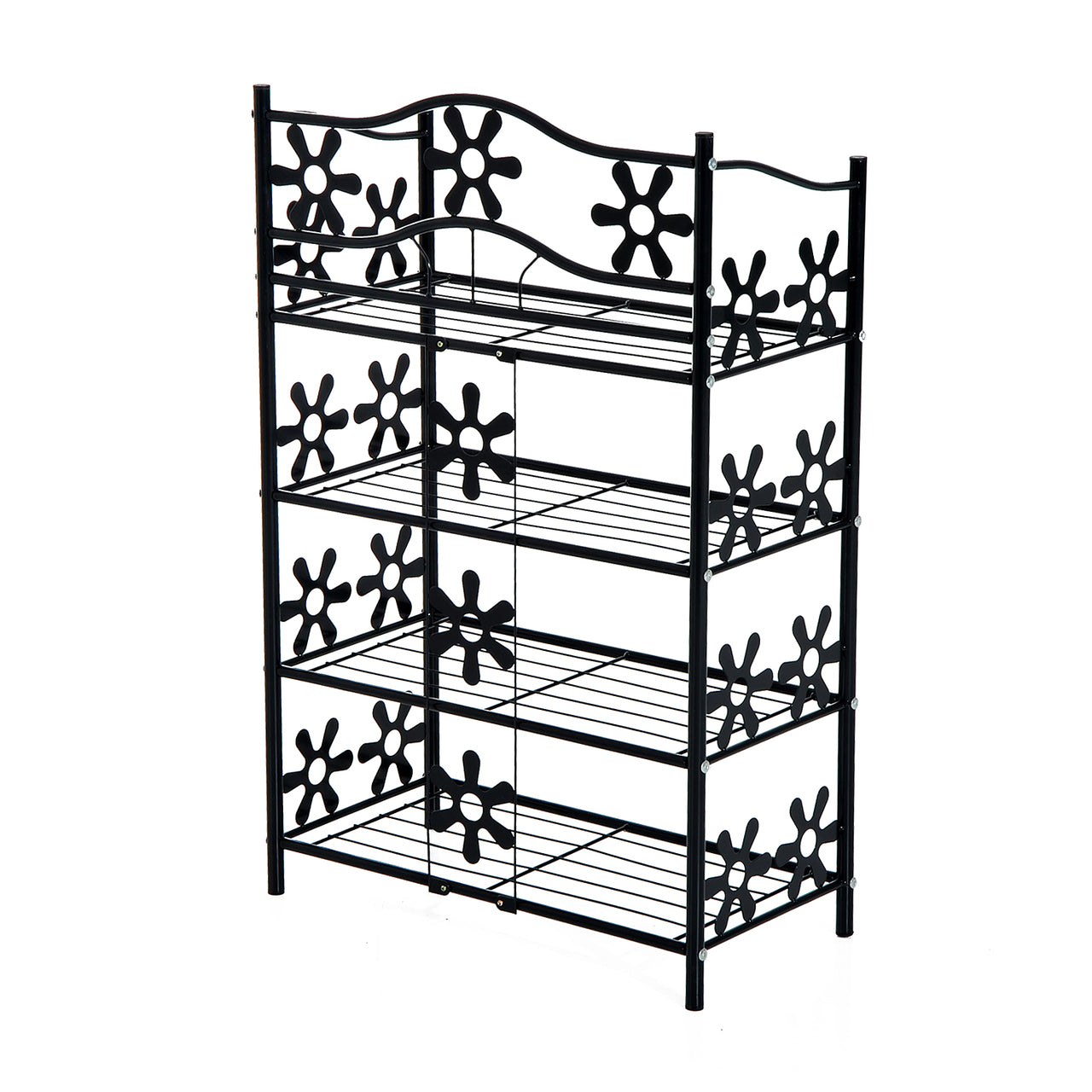 Zwart Metalen Plantenrek met 4 Etages – Decoratief en Duurzaam