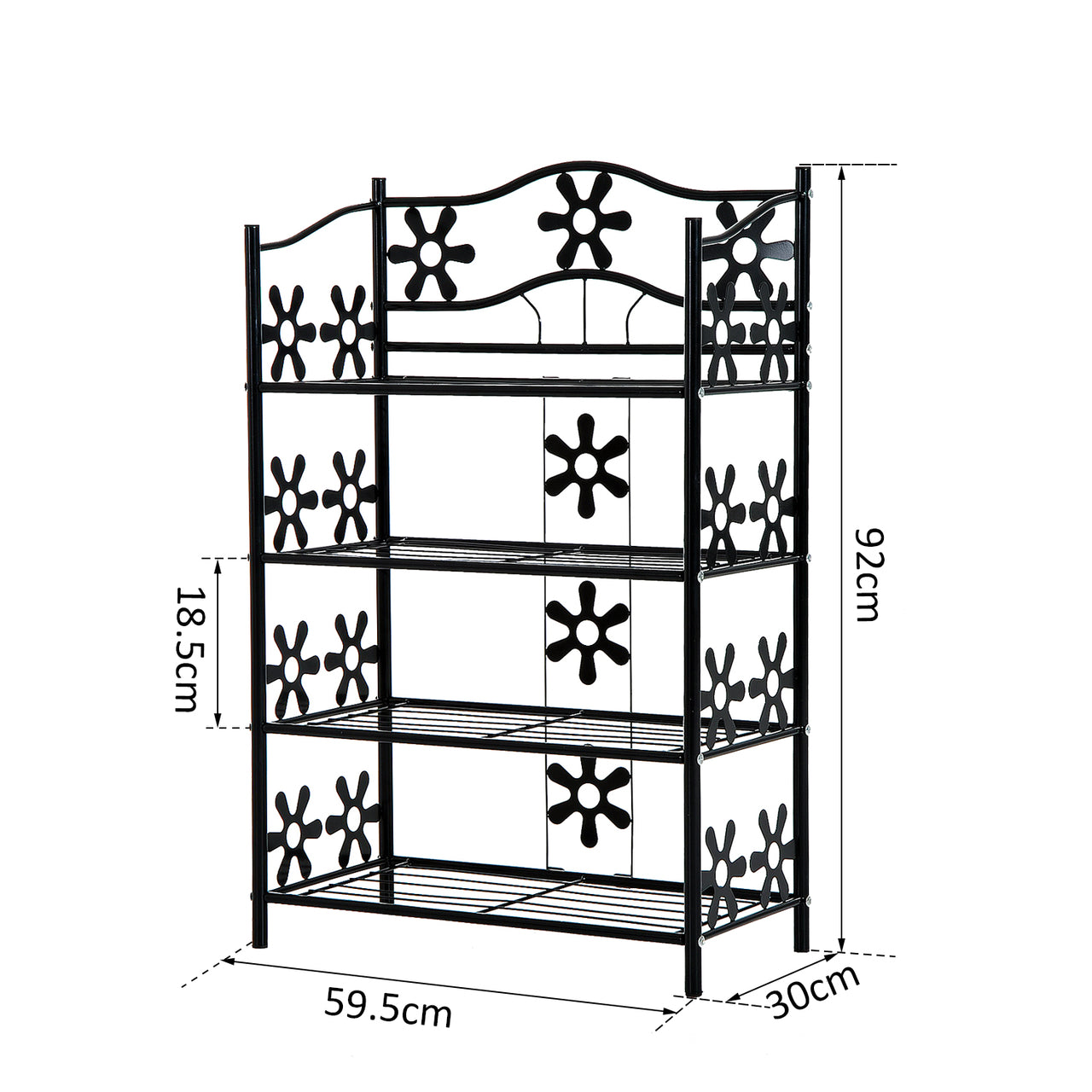 Zwart Metalen Plantenrek met 4 Etages – Decoratief en Duurzaam