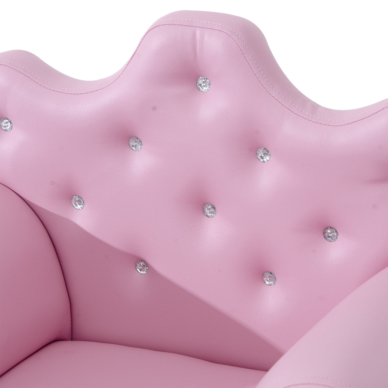 Kindersofa met Poef – Roze Kunstleer – Comfortabele 2-delige Set