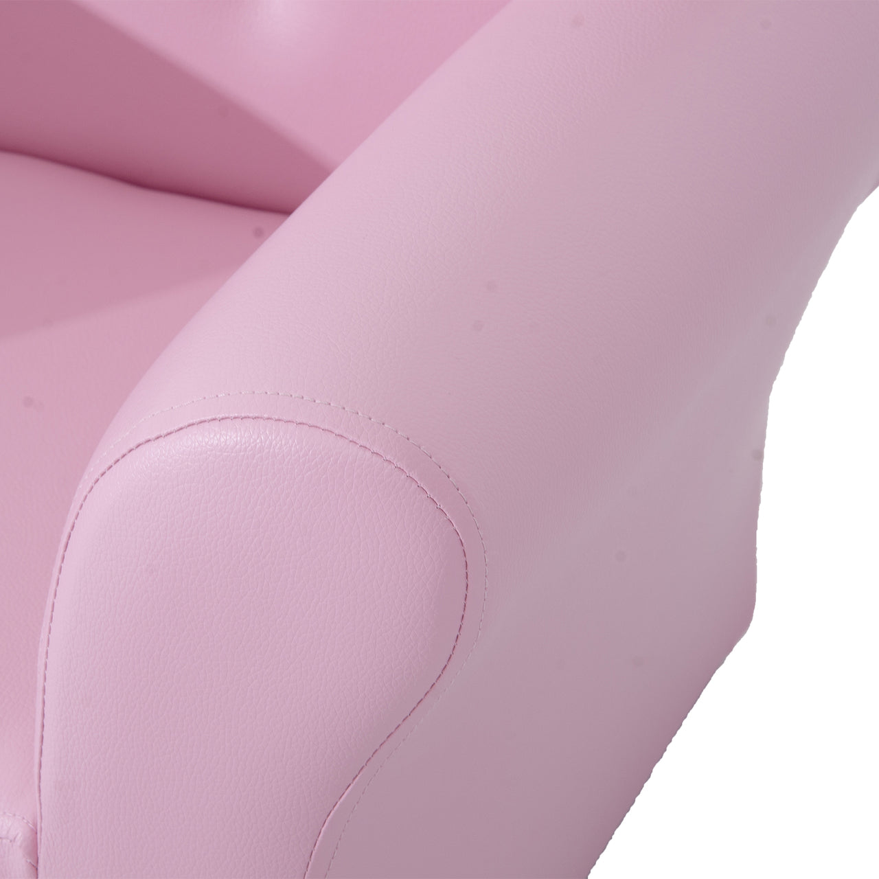 Kindersofa met Poef – Roze Kunstleer – Comfortabele 2-delige Set