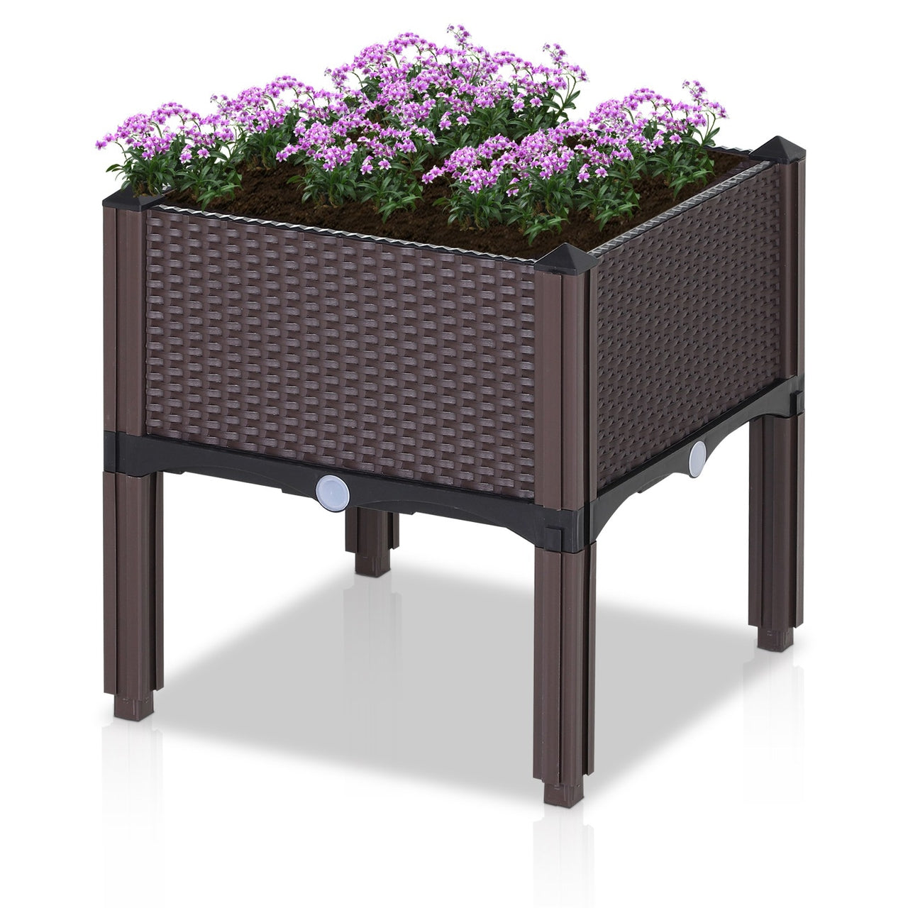 Vierkante Plantenbak met Rattan Look – 40×40×44 cm – Bruin