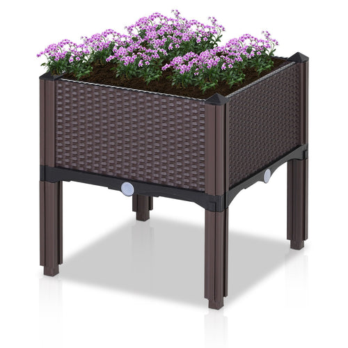Vierkante Plantenbak met Rattan Look – 40×40×44 cm – Bruin