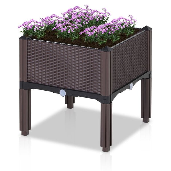 Vierkante Plantenbak met Rattan Look – 40×40×44 cm – Bruin
