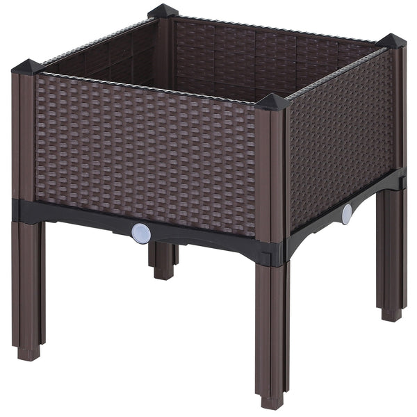 Vierkante Plantenbak met Rattan Look – 40×40×44 cm – Bruin