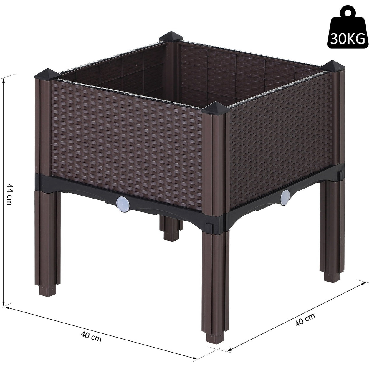 Vierkante Plantenbak met Rattan Look – 40×40×44 cm – Bruin