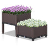 Set van 2 Vierkante Plantenbakken met Rattan Look – 40×40×44 cm – Bruin